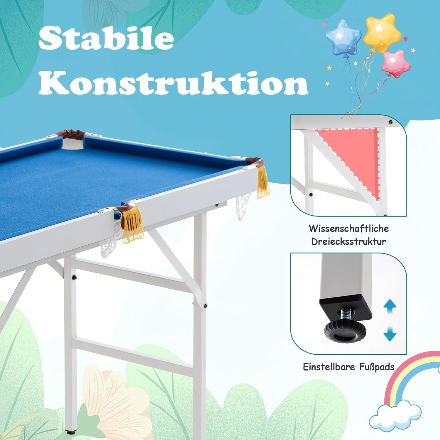 4FT Folding Pool Table Portable Billiards Game Set w Cues Balls