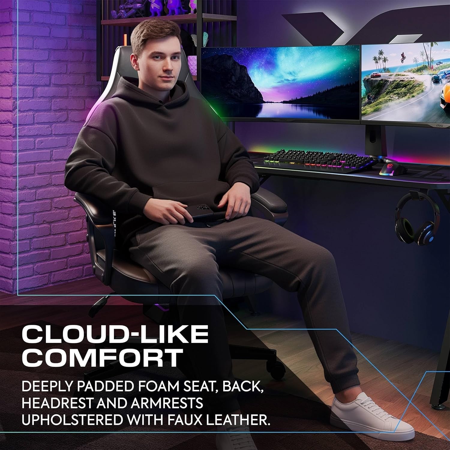 RGB Gaming Chair High Back Ergonomic LED App Control