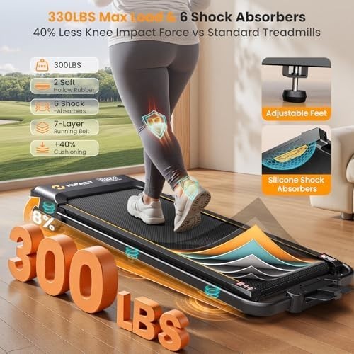 Under Desk Walking Pad Treadmill 8% Incline Foldable with Bluetooth & Remote