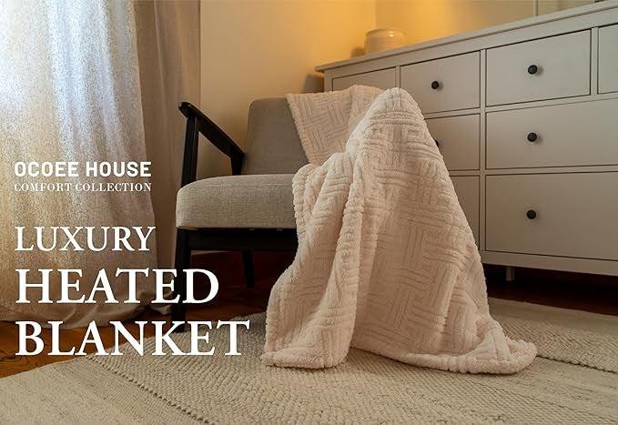Luxury Electric Heated Throw Blanket King Sherpa Fleece 6 Heat Settings Washable