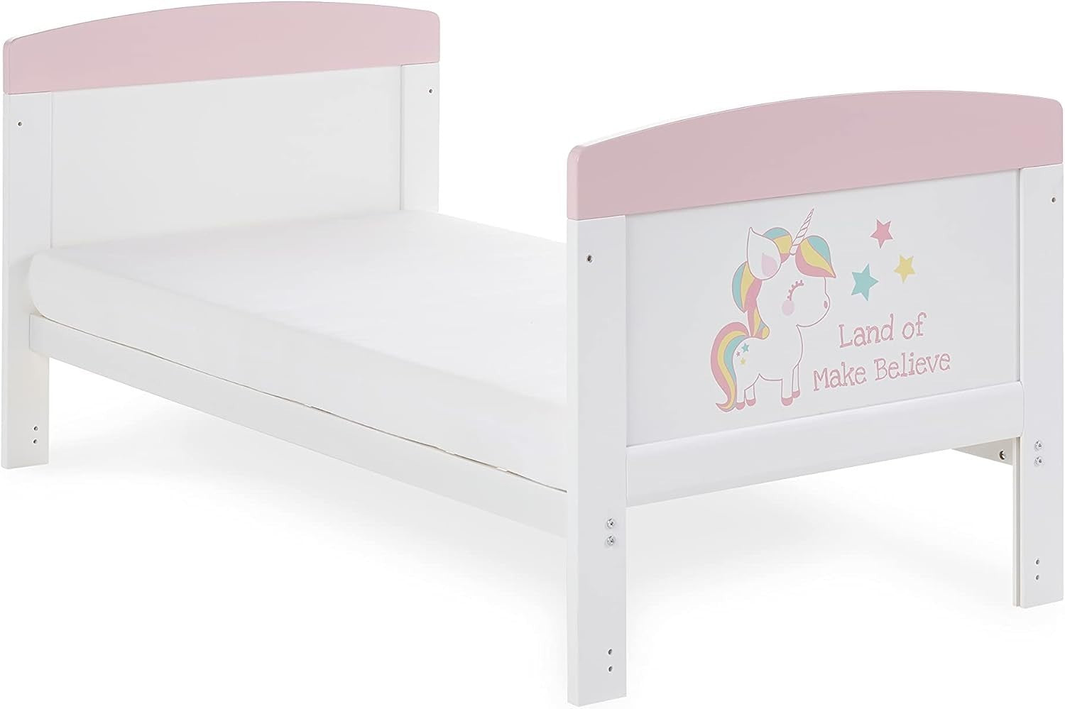 Convertible Cot Bed with Adjustable Height Toddler Bed 140x70cm Unicorn Pink