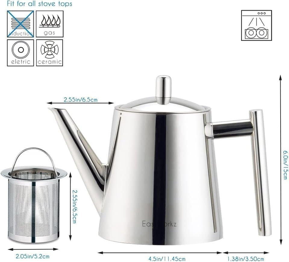 Stainless Steel Tea Pot 800ml Removable Infuser Loose Leaf Herbal Tea