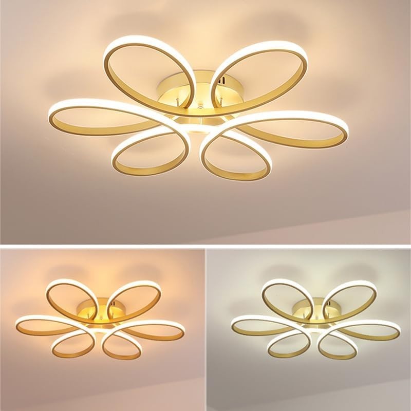 Warmiehomy 65W Modern LED Ceiling Light, Dimmable Lamp with Remote – Gold