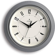 25cm Grey Retro Wall Clock Silent Quartz | Easy Read Kitchen Office Home Decor