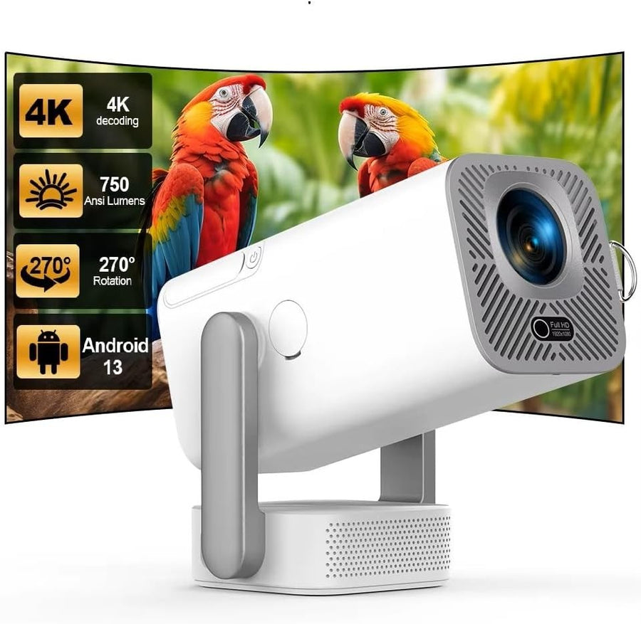 1080P Smart Projector Android WiFi 6 Bluetooth 4K 3D Outdoor