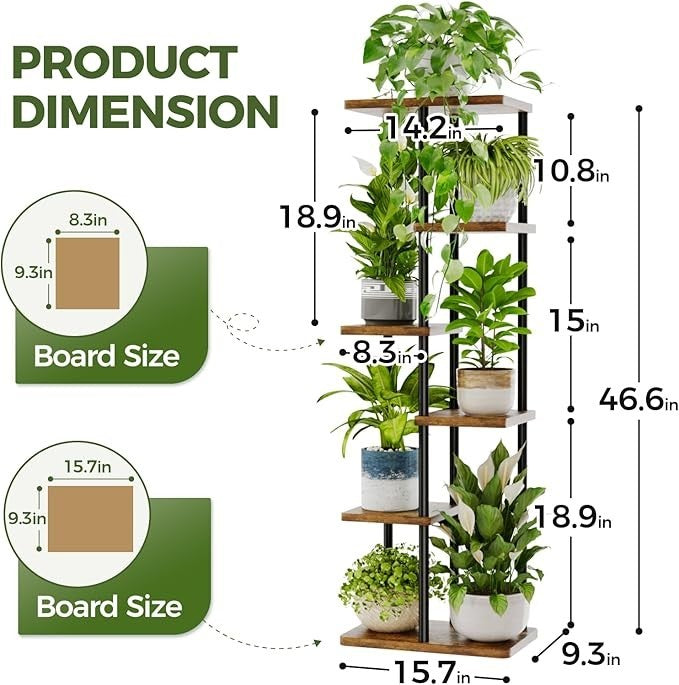 6 Tier Metal Plant Stand Indoor Outdoor Corner Shelf Display Rack