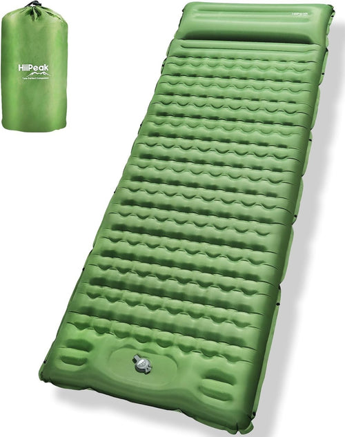 Ultralight Inflatable Camping Sleeping Pad with Built-In Foot Pump & Pillow