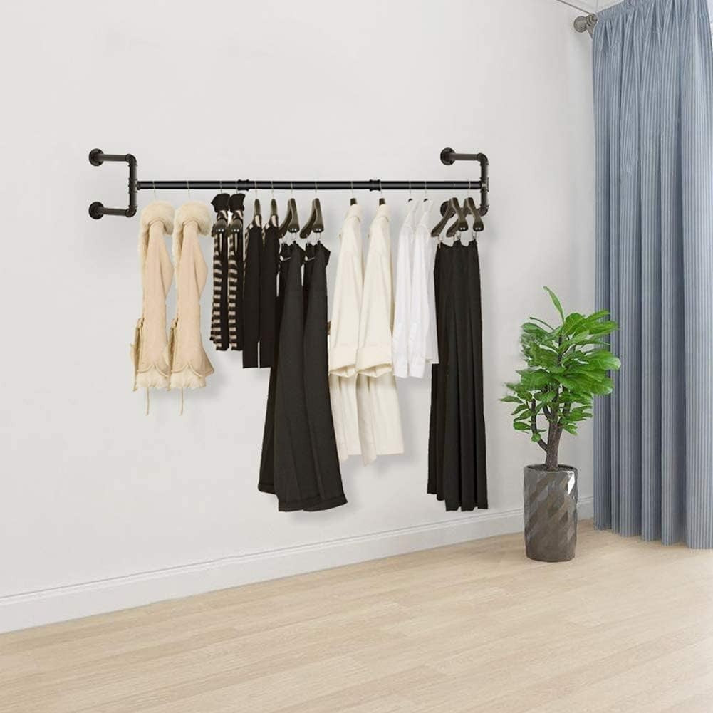112cm Industrial Pipe Clothes Rail Heavy Duty 4-Base Rack