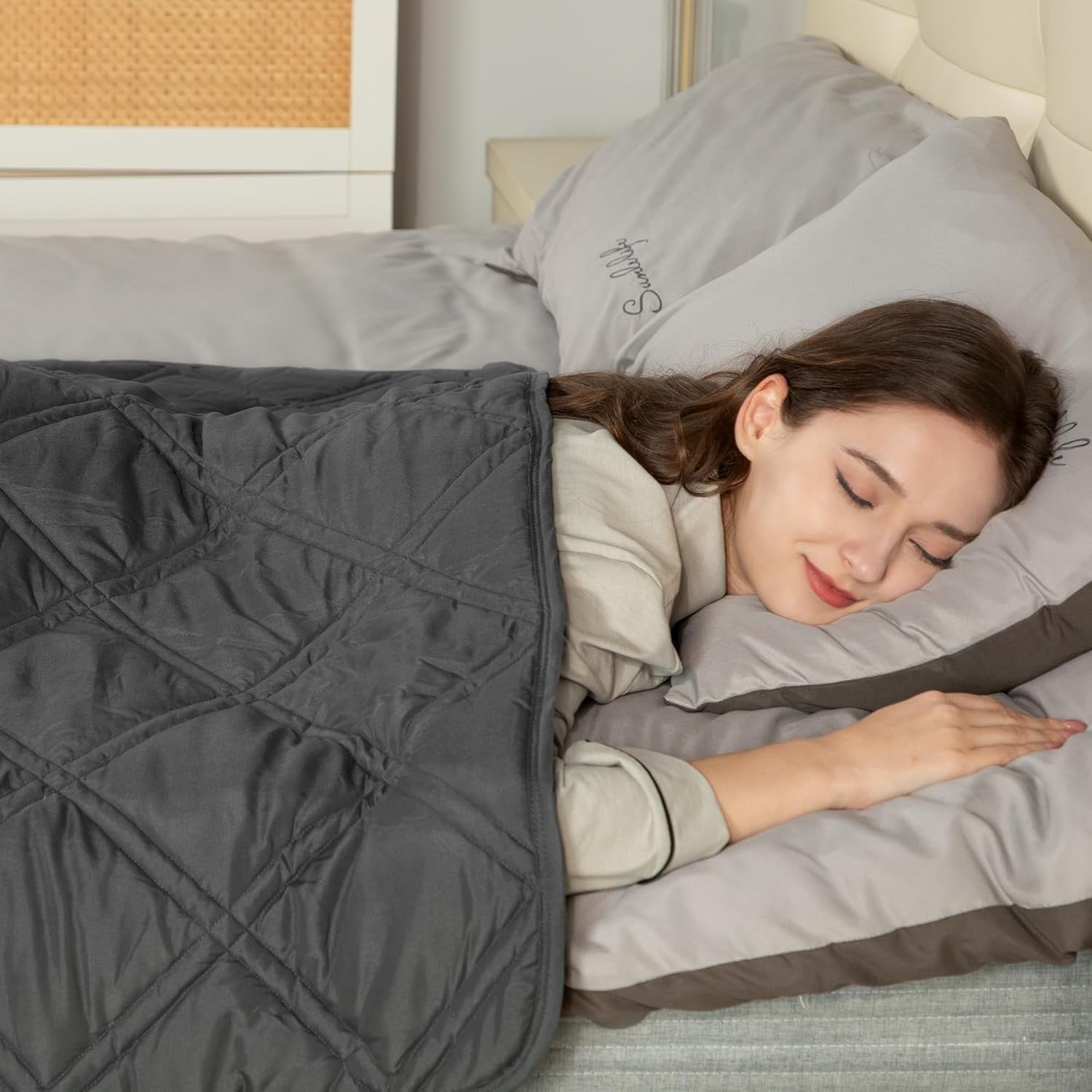 Weighted Blanket for Adults - Grey - Stress & Anxiety Relief - 150x200cm (6kg)