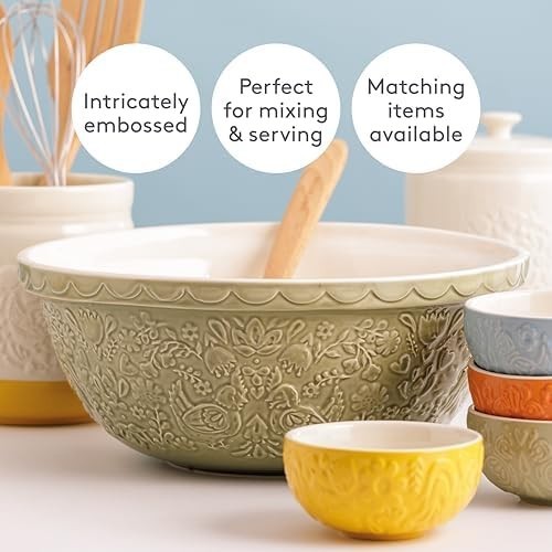 4L Mixing Bowl Earthenware Hen & Cockerel Design Kitchen Bakeware