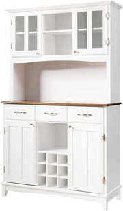 White Kitchen Storage Cabinet 4 Cabinets 3 Drawers 9 Wine Slots 185cm