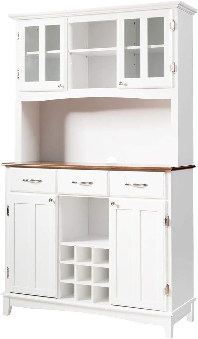 White Kitchen Storage Cabinet 4 Cabinets 3 Drawers 9 Wine Slots 185cm