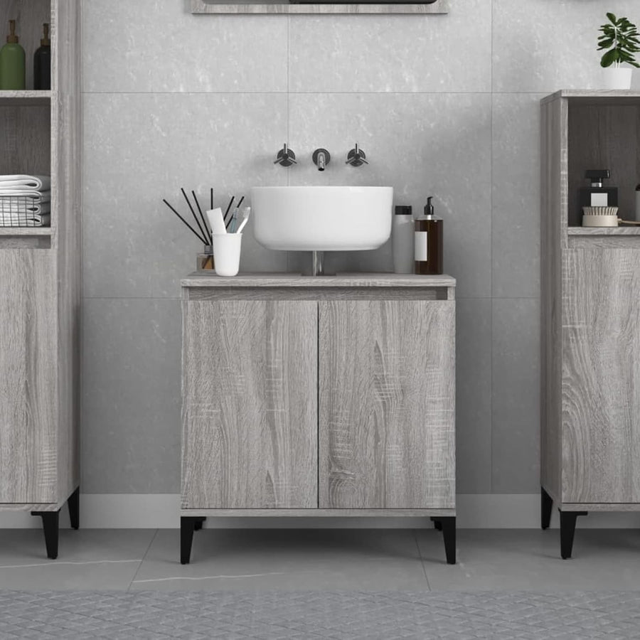 Grey Sonoma Bathroom Sink Cabinet | Modern Under Sink Storage 58x33x60cm