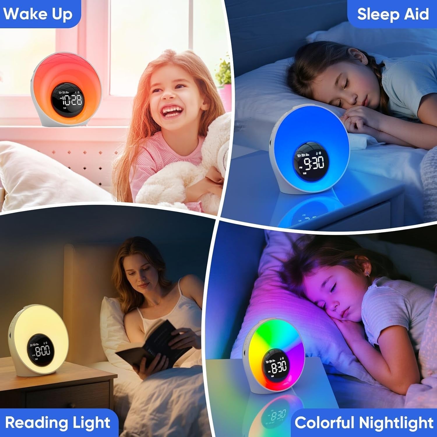 Sunrise Alarm Clock Wake Up Light White Noise Night Light Dual Alarm