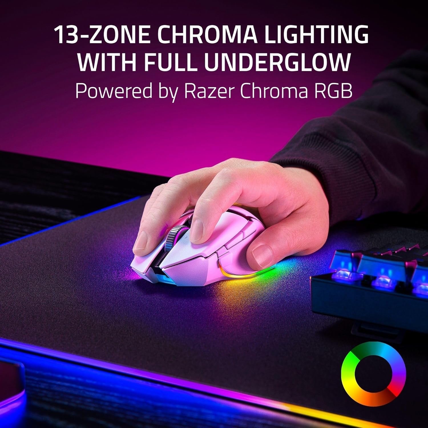 Wireless Gaming Mouse 35K DPI RGB Tilt Wheel 13 Button Pro Ergonomic White