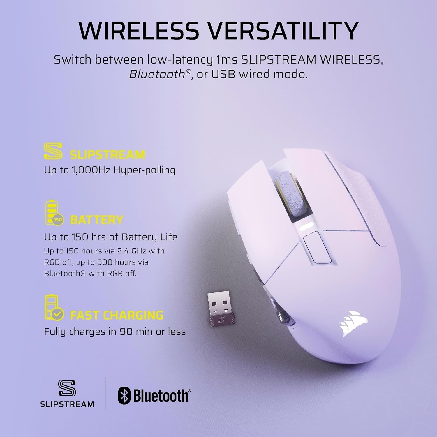 Wireless MMO Gaming Mouse 33K DPI 16 Programmable Buttons White