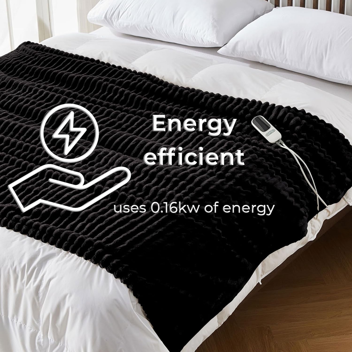 Electric Heated Blanket Throw Fleece Overblanket Timer Washable