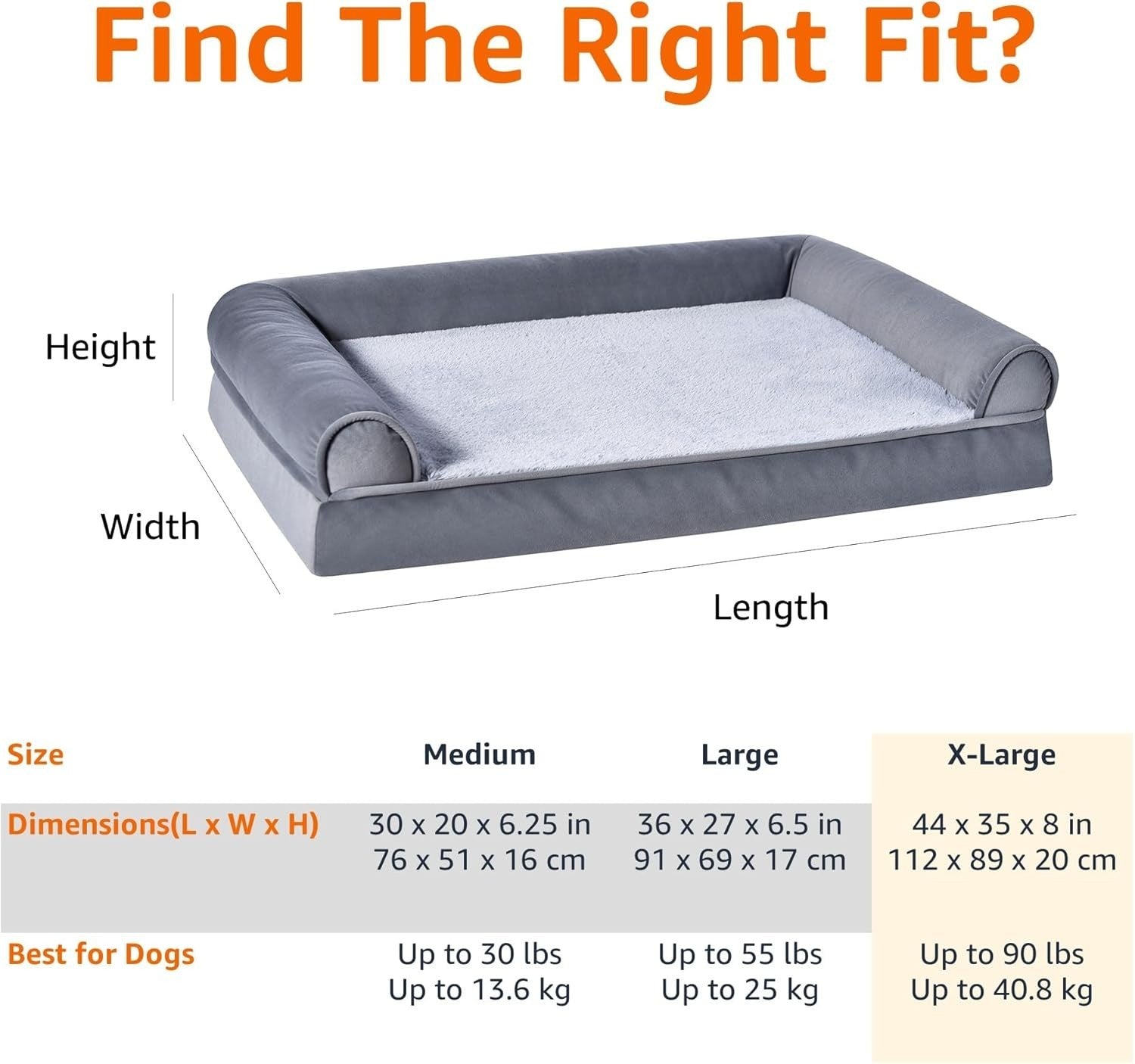 XL Orthopedic Dog Sofa Bed 112x89cm Washable Non Slip