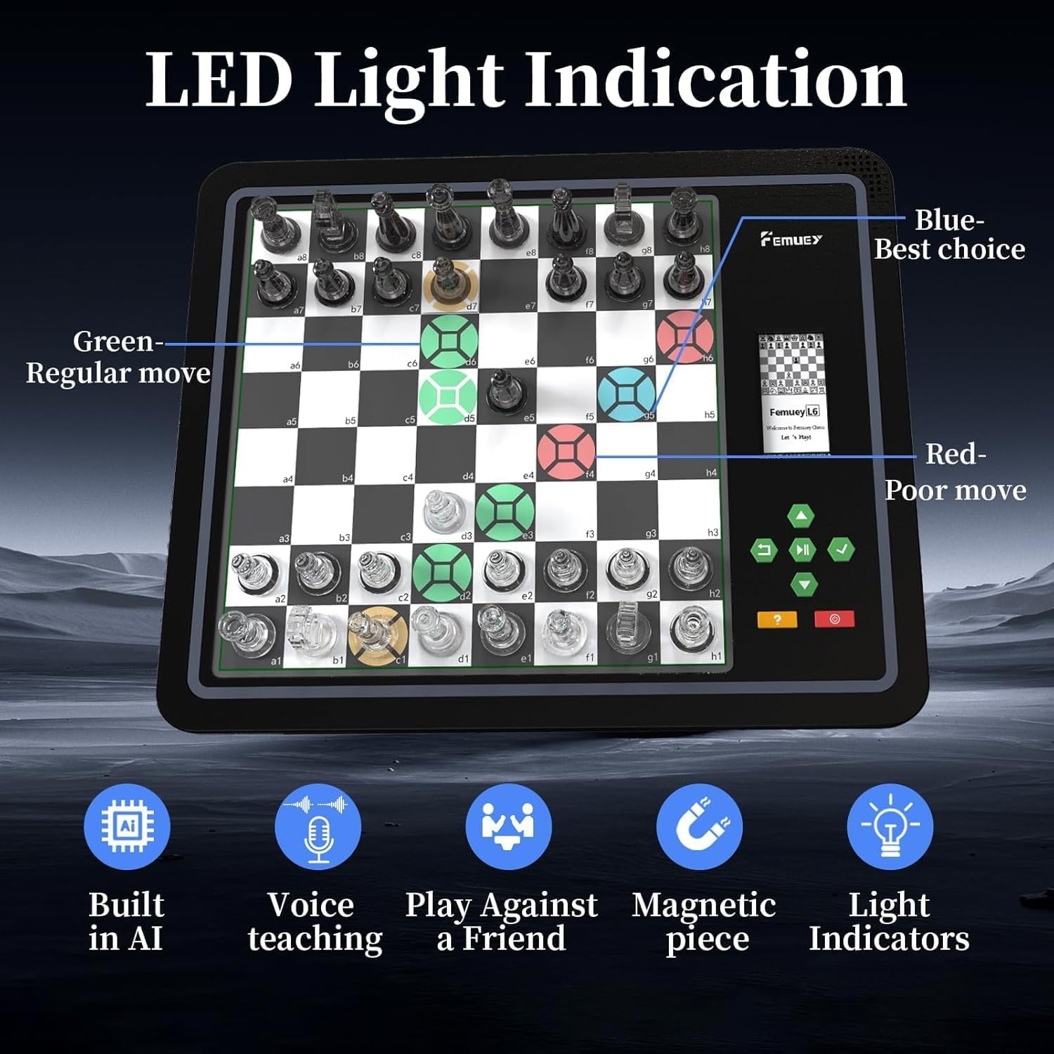 Talking Electronic Chess Computer | Smart LCD Board | 1000+ Lessons | Kids & Adu