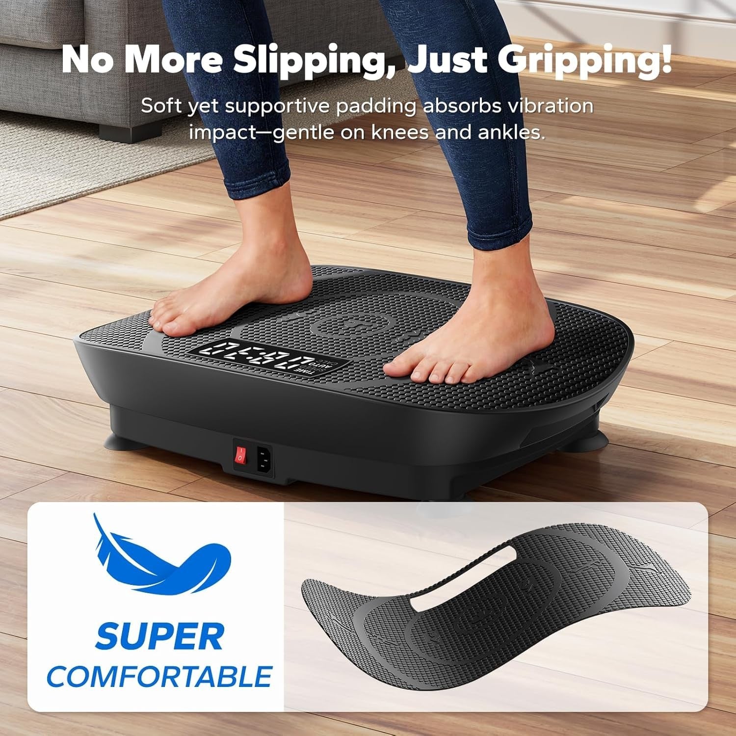 Quiet Compact Vibration Plate Exercise Machine 10 Speeds LED Home Trainer