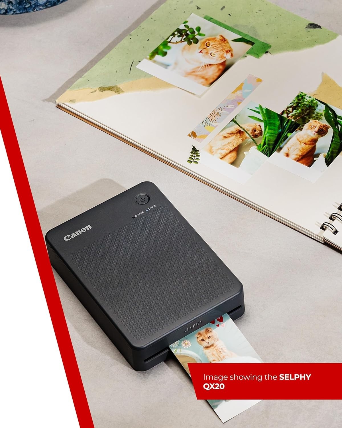 Portable Wi-Fi Dye Sublimation Printer | Peel & Stick Prints, USB-C Red