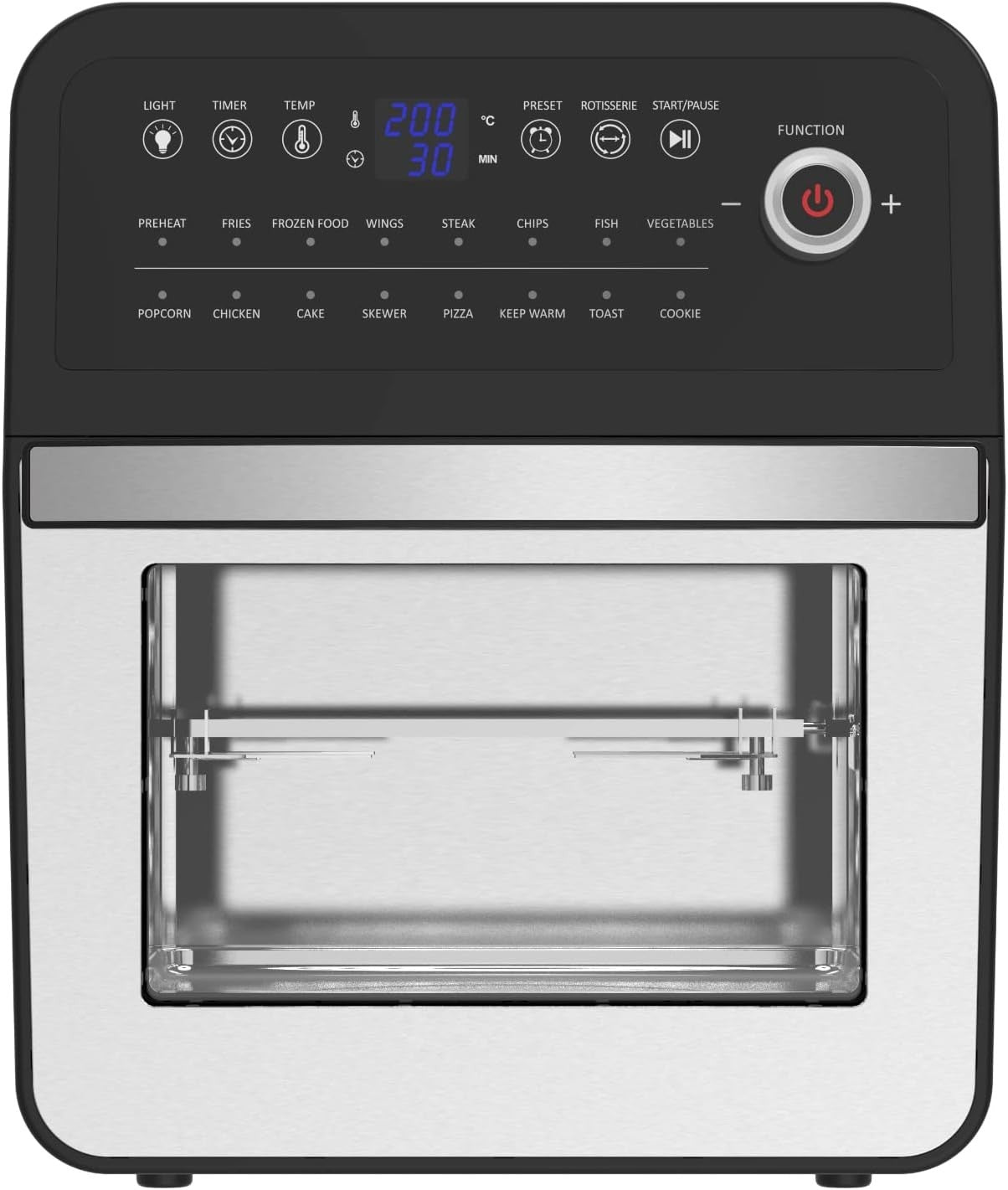 Silver Dual Air Fryer Set 9L Double Drawer + 6.3L Grill Temp Probe 60m