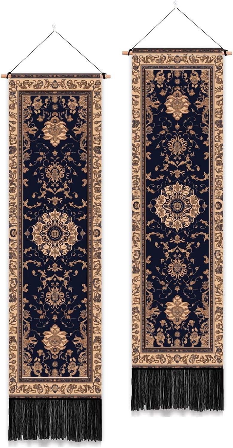 2-Pack Boho Floral Tapestry 52"x13" Vertical Wall Decor