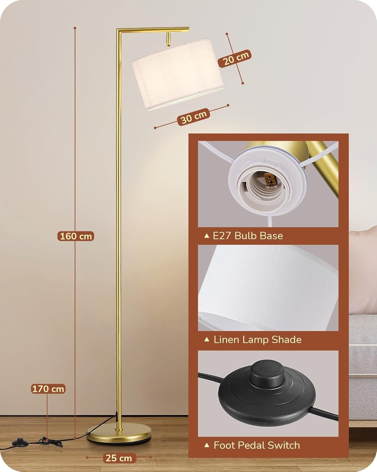 Modern LED Desk Lamp Touch Control Adjustable Bedside Office Table Light