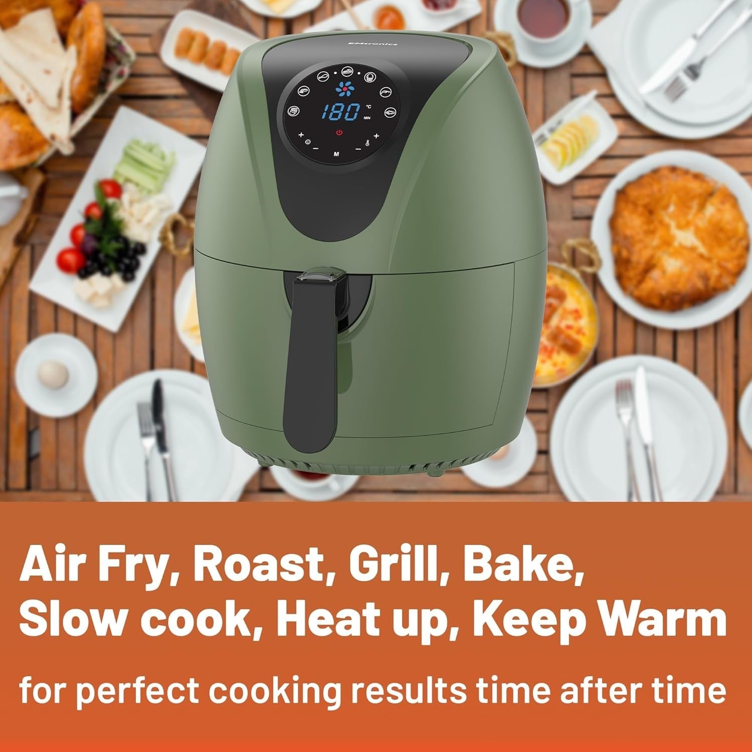 4.5L Digital Air Fryer | 1400W Oil-Free Cooking | 7 Presets | Sage Green