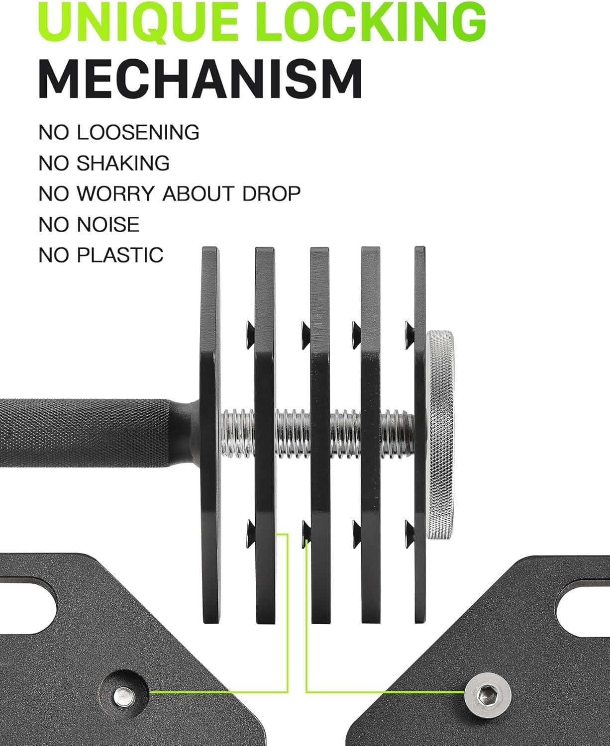 Adjustable Steel Dumbbell 2kg Increments Non Roll Compact Home Gym Weight