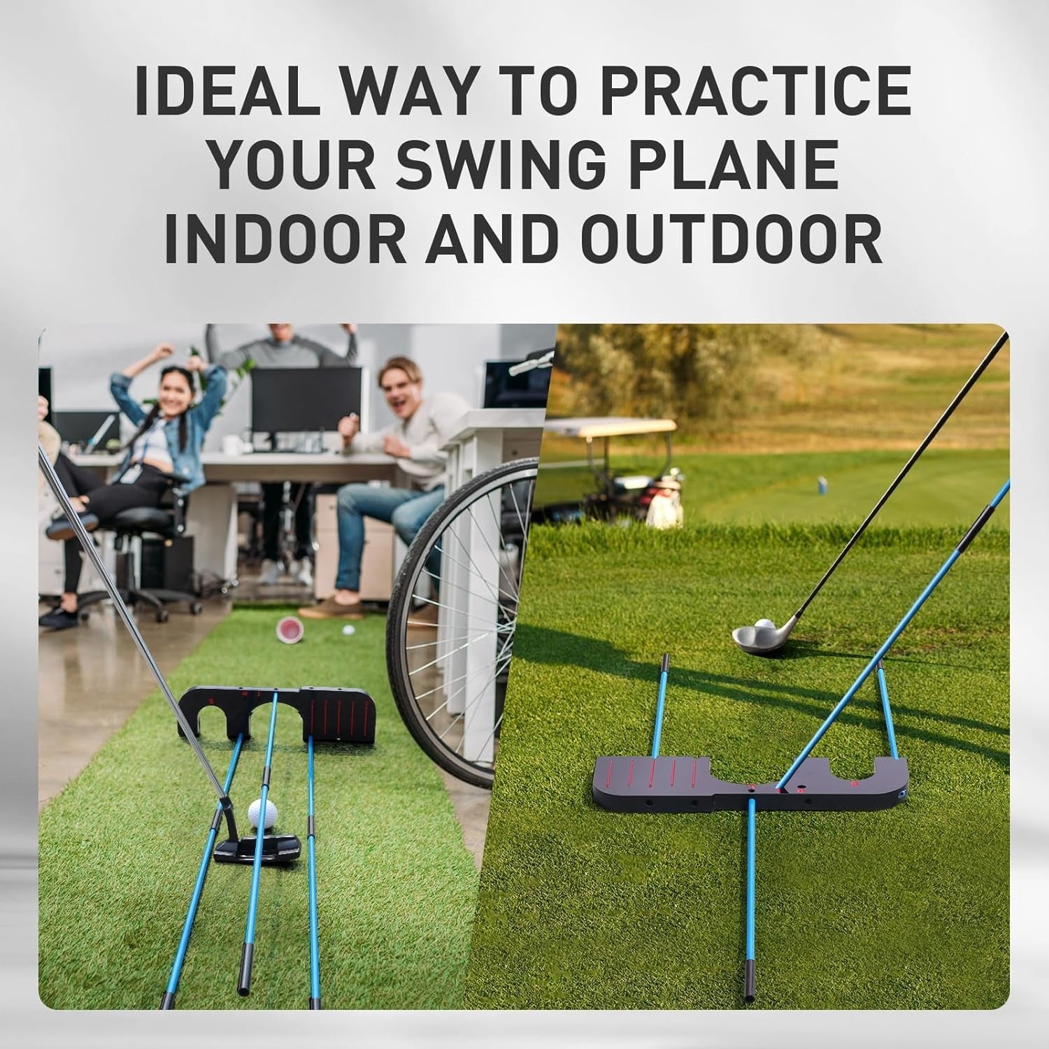 Golf Alignment Swing Gate Trainer 3 Sticks Adjustable Plane