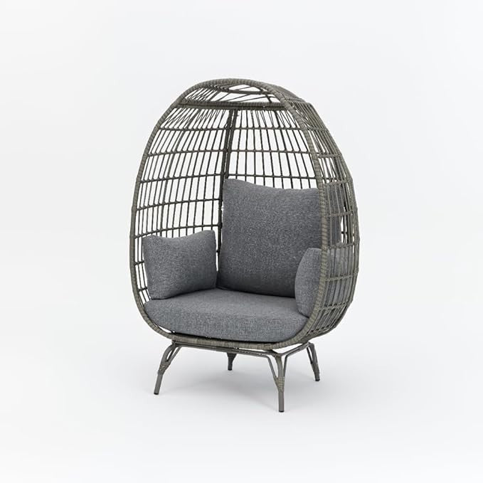 Luxury Rattan Egg Chair with Cushions & Cover – Indoor Outdoor Garden Seat