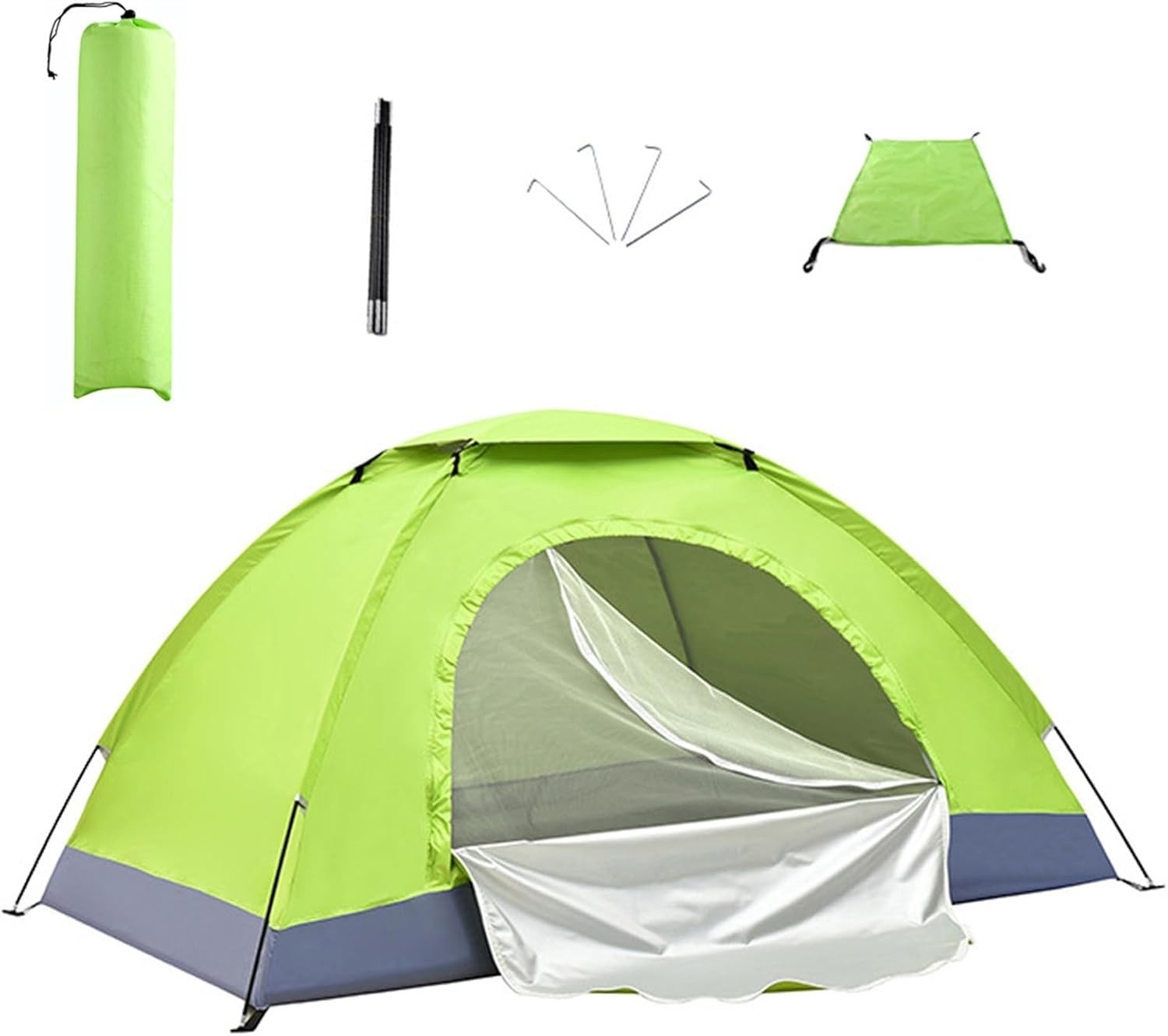 2 Person Lightweight Camping Tent Aluminium Poles Army Green
