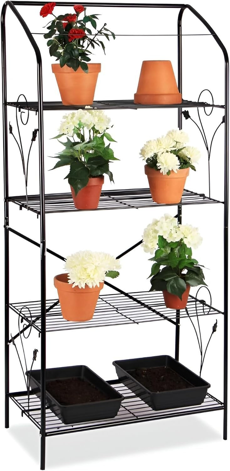 4-Tier Greenhouse with Removable PE Cover & Adjustable Shelves 159×70×40cm