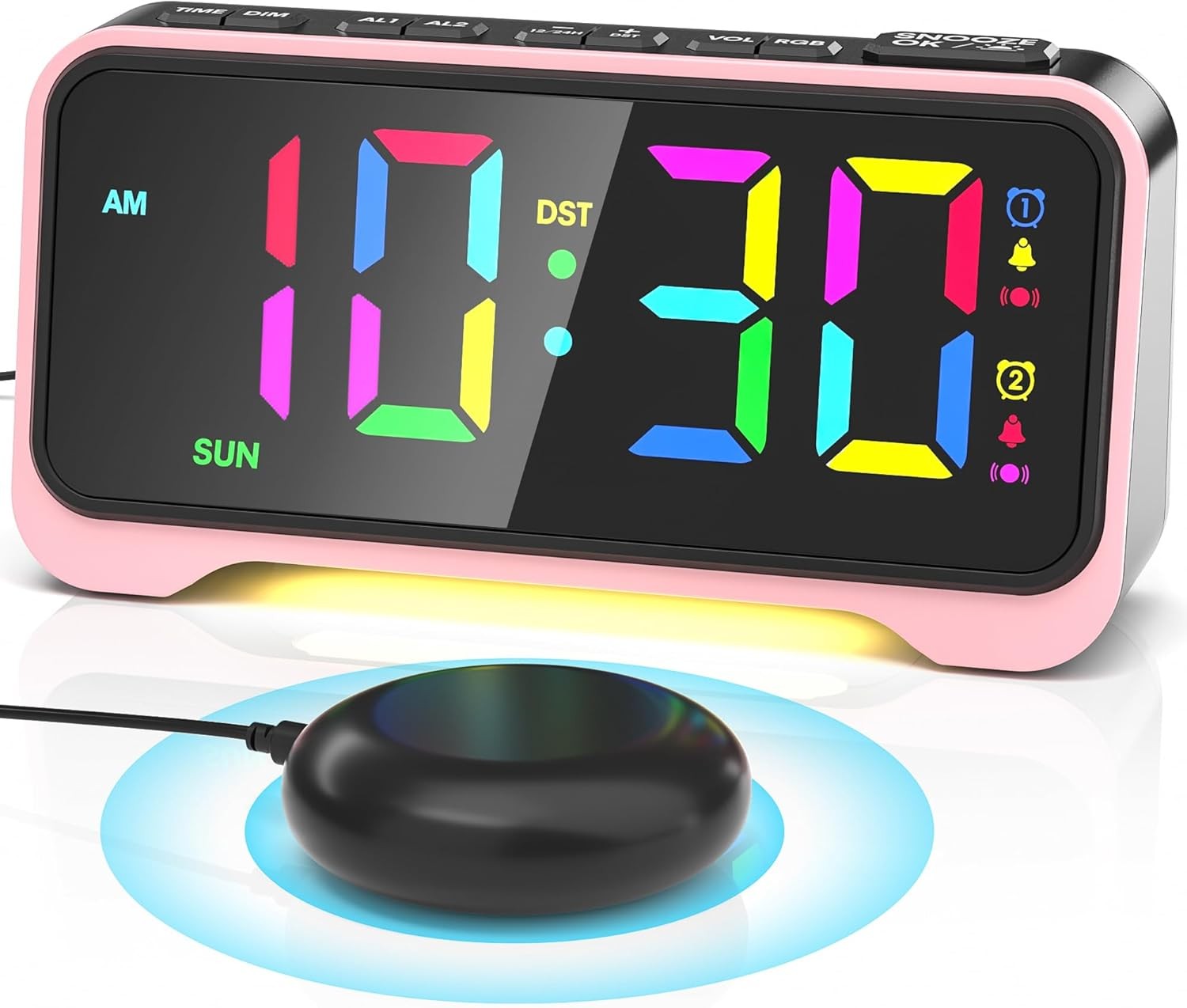 Loud Alarm Clock for Heavy Sleepers Vibrating Bed Shaker LED Night Light