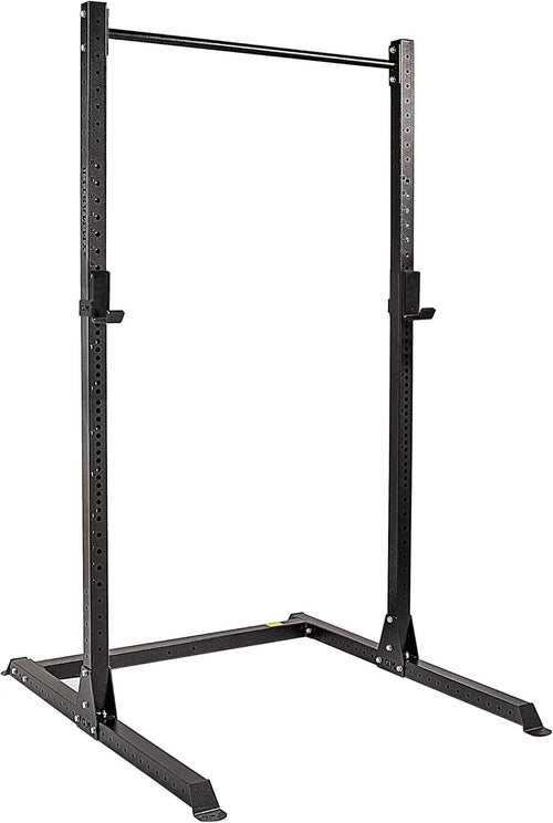 Half Power Rack Squat Cage Black with Pull Up Bar | Adjustable Home Gym