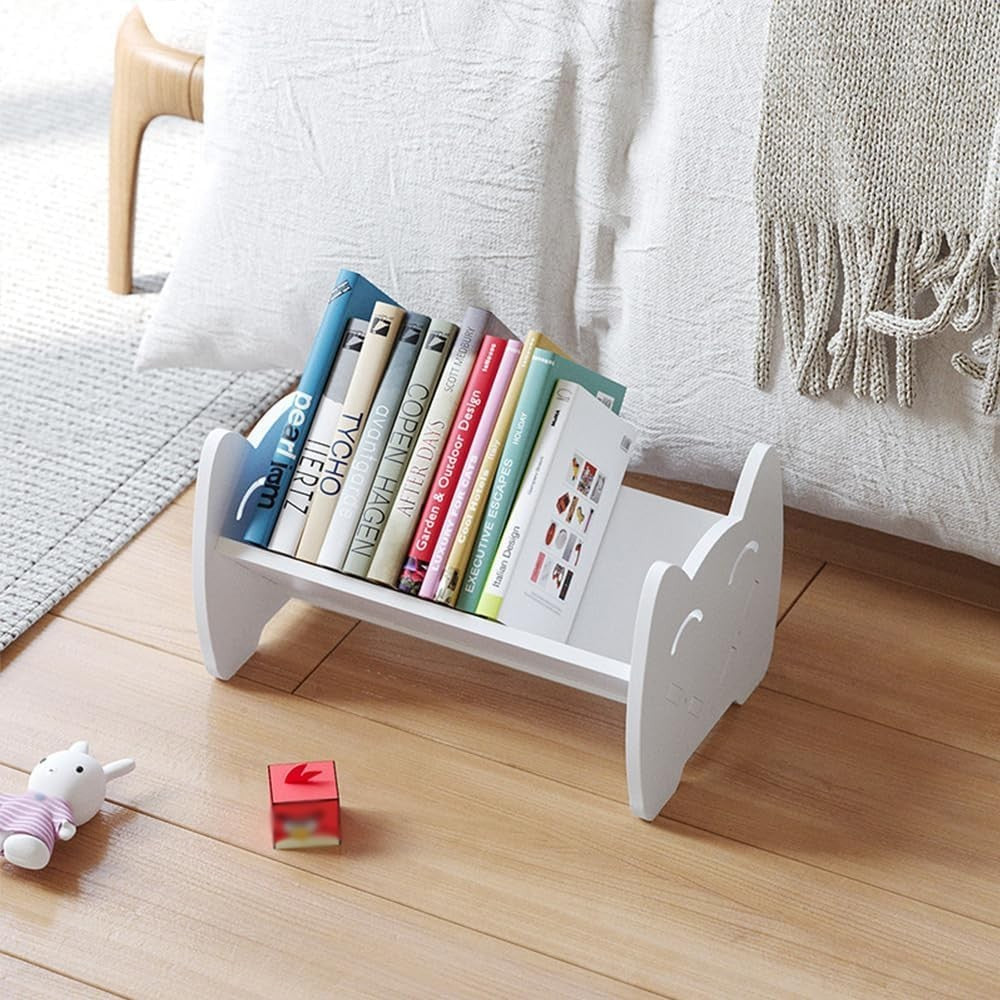 Compact Kids Desktop Bookcase – 5-Shelf White Wood Organizer for Children