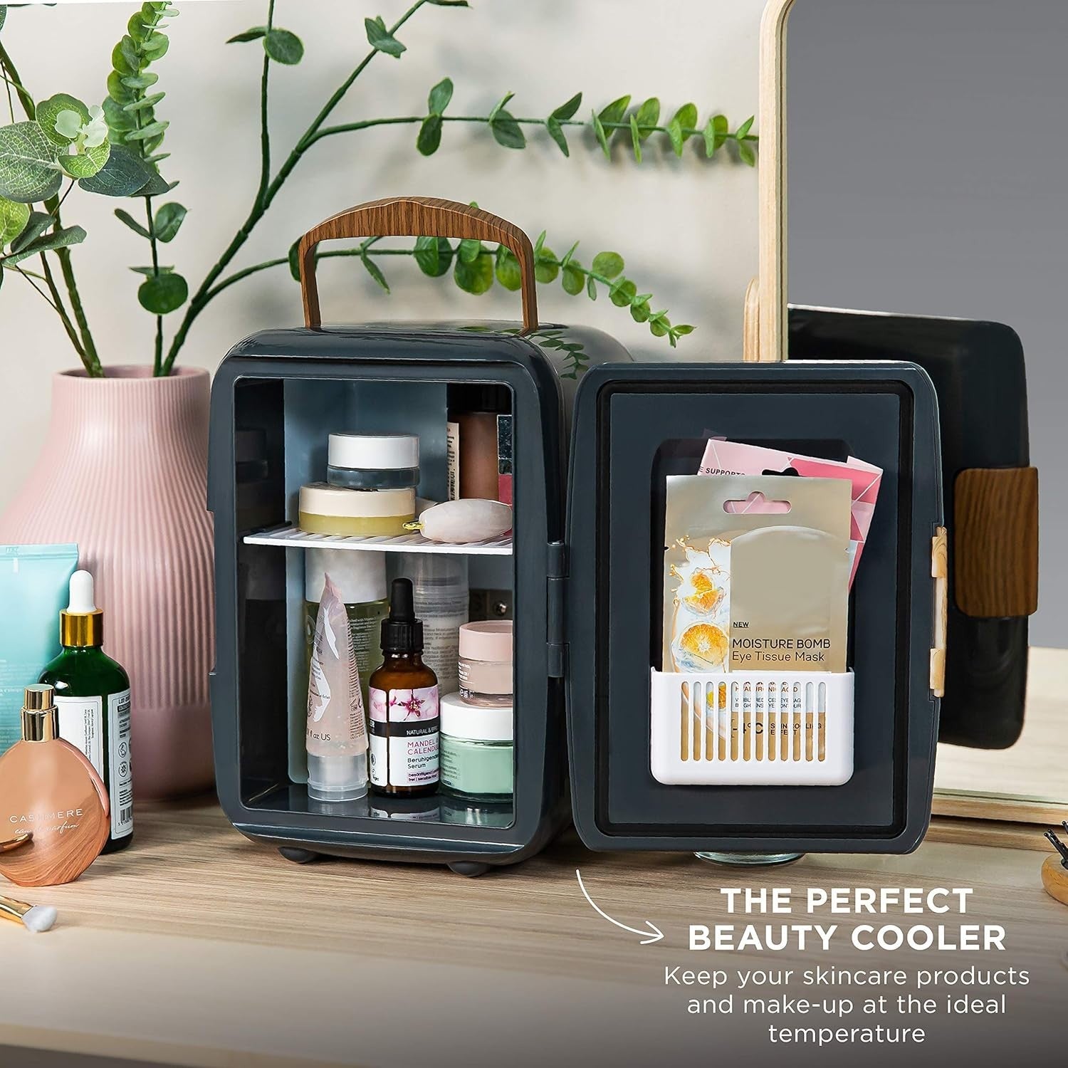 Portable 4L Mini Cooler & Warmer Scandi Style for Office Bedroom Car Grey