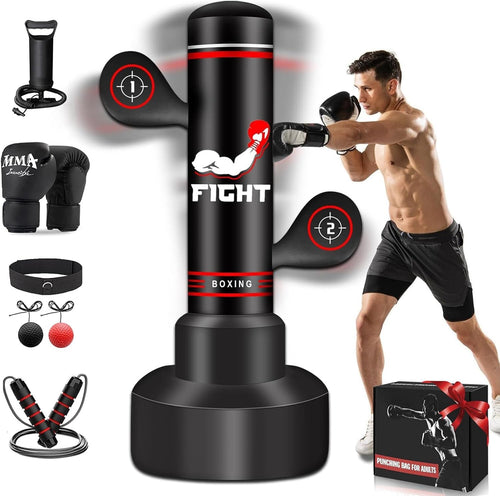 70in Free Standing Punching Bag Kit MMA Kickboxing Fitness Set