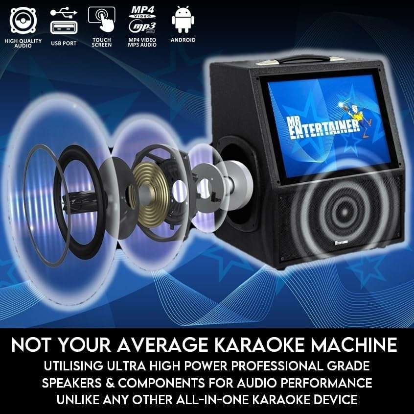 Portable Karaoke Machine 4 Wireless Mics Touchscreen Speaker