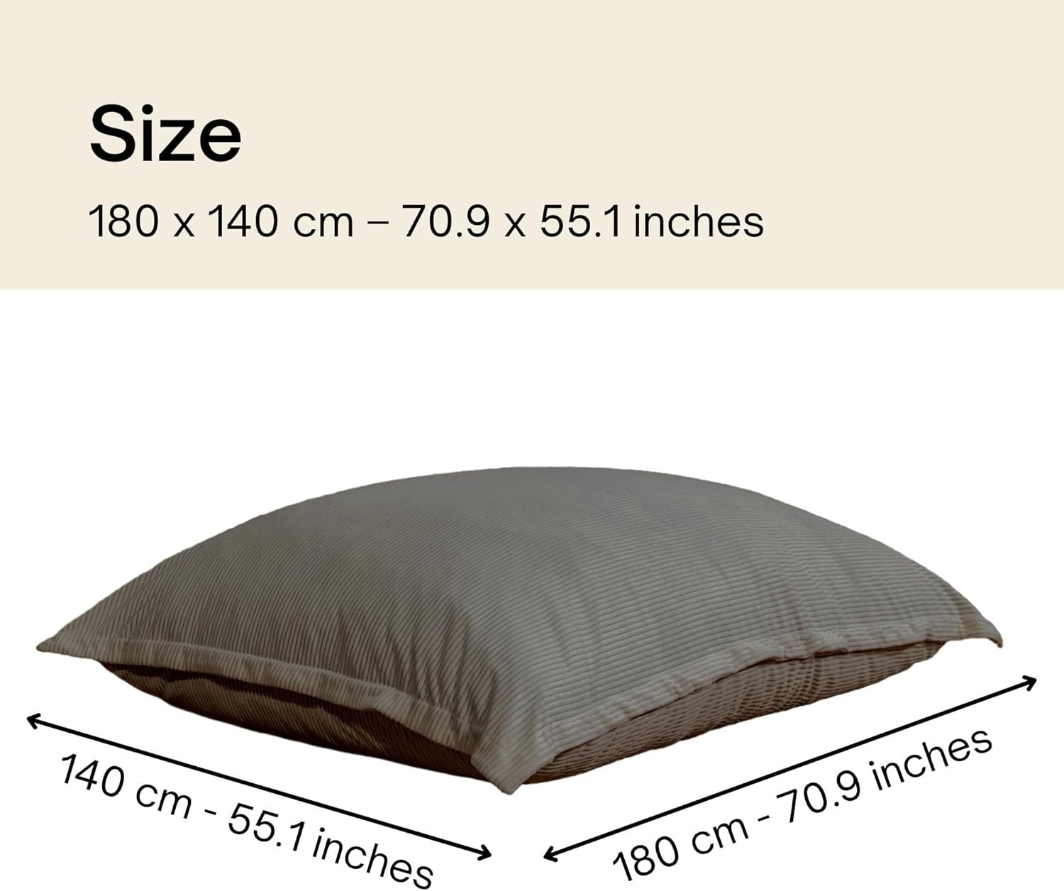 XXL Foam Bean Bag Dark Grey Sofa for Adults-Kids Corduroy Floor Seat 180x140cm