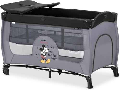 Travel Cot Changing Mat Wheels Storage Bag Newborn Bed Foldable 120x60cm Grey