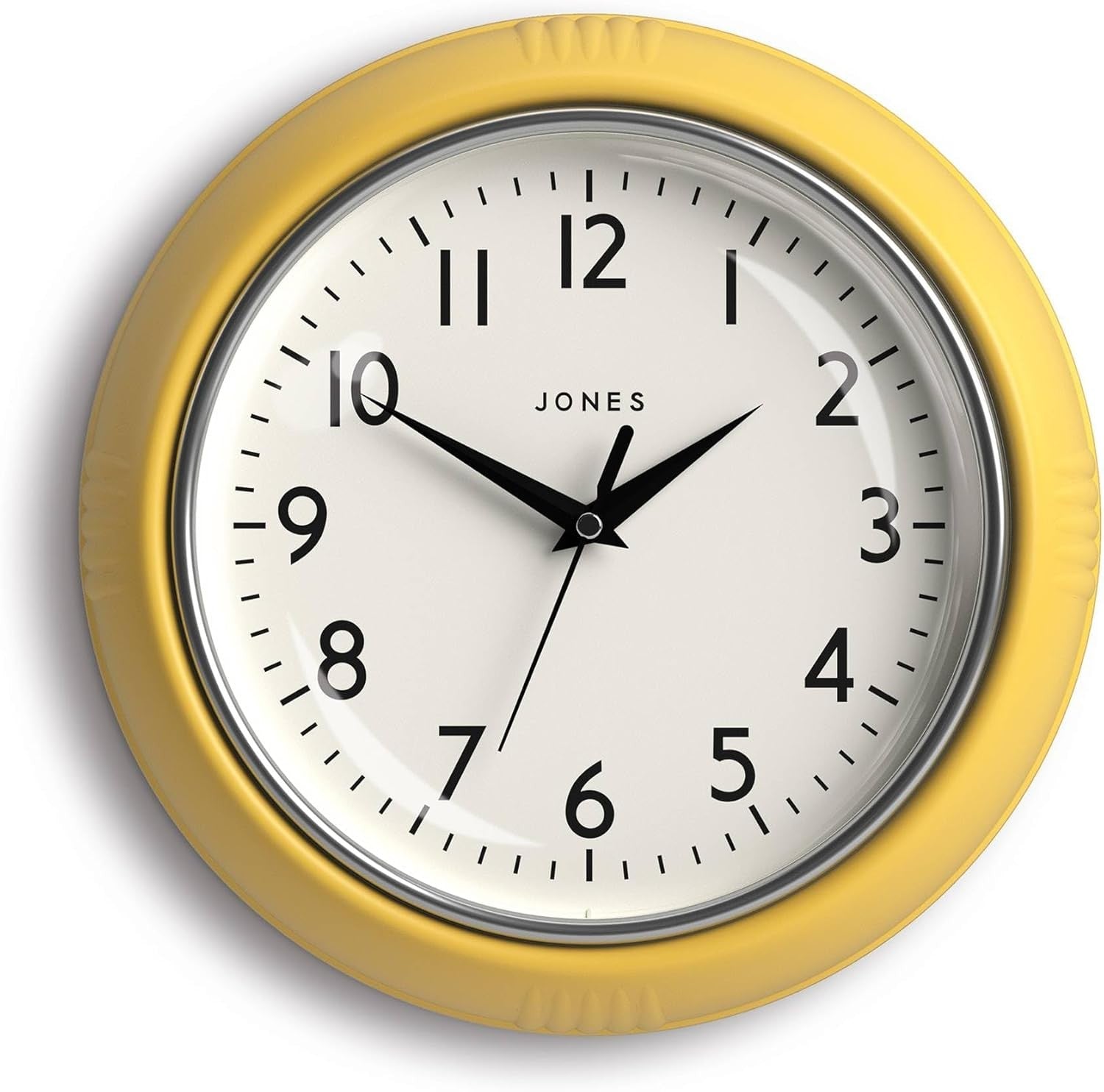 25cm Yellow Retro Wall Clock Silent Quartz | Easy Read Modern Kitchen Home Decor