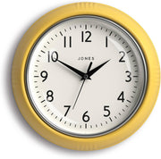 25cm Yellow Retro Wall Clock Silent Quartz | Easy Read Modern Kitchen Home Decor