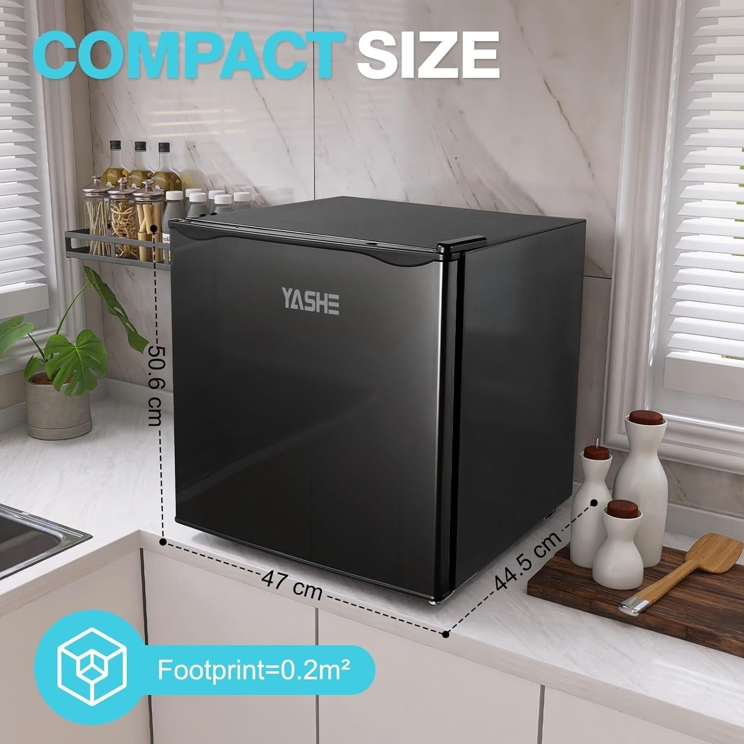 52L Mini Fridge Freezer Compact Portable Bedroom Office Dorm Black