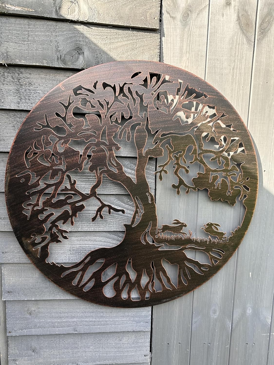 Bronze Tree of Life Wall Art 60cm Boxing Hares Indoor Outdoor