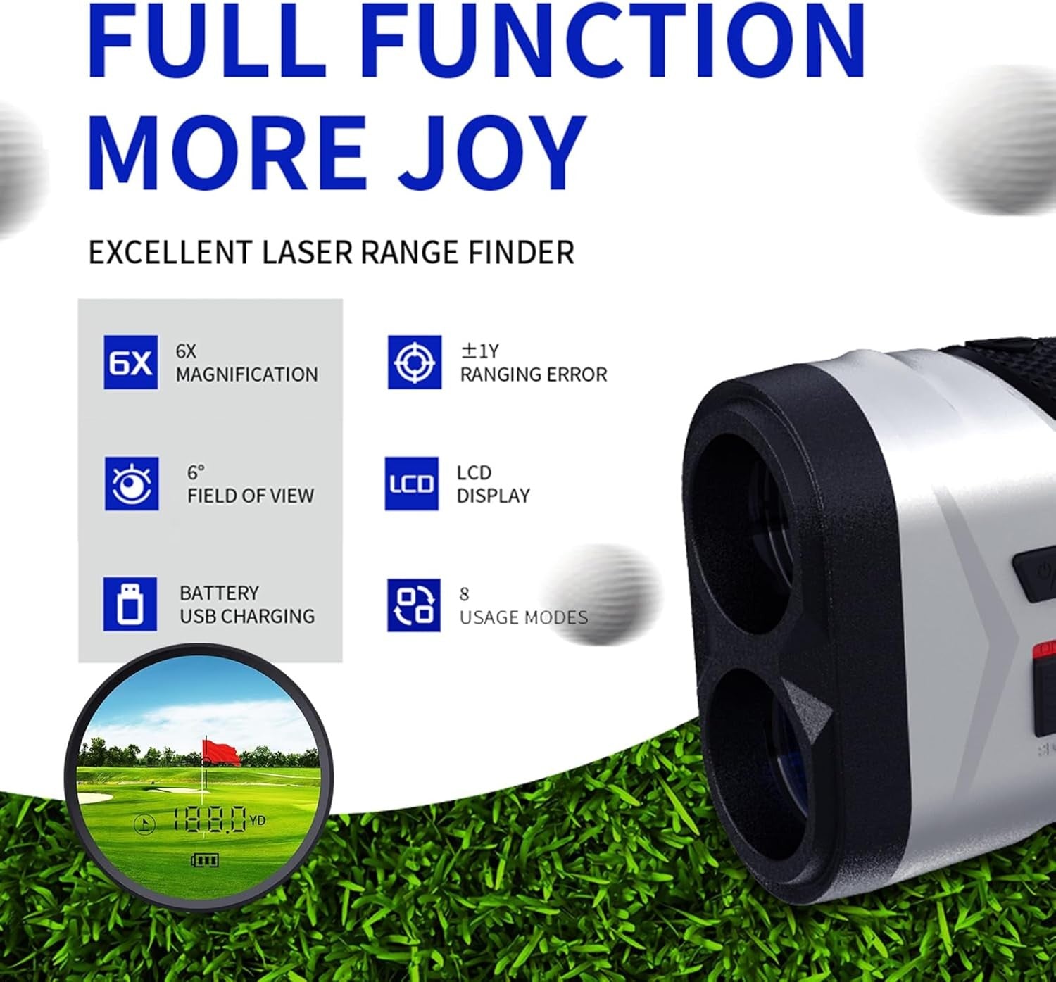 Golf Rangefinder 1200 Yards Slope Flag Lock Rechargeable LCD Laser