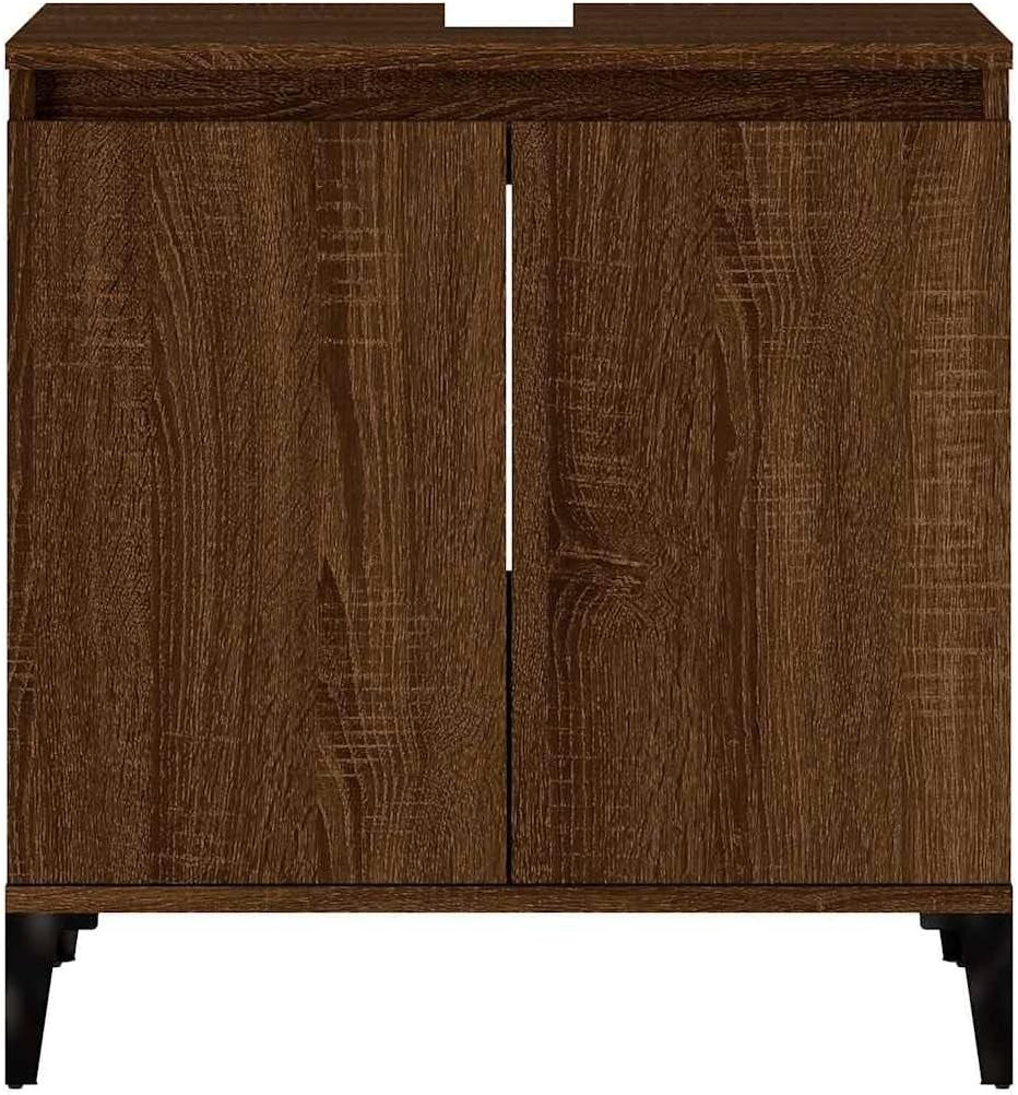 Brown Oak Bathroom Sink Cabinet | 58x33x60cm Under Sink Storage Unit