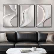 Framed Abstract Wall Art Set of 3 Grey Silver Modern Prints