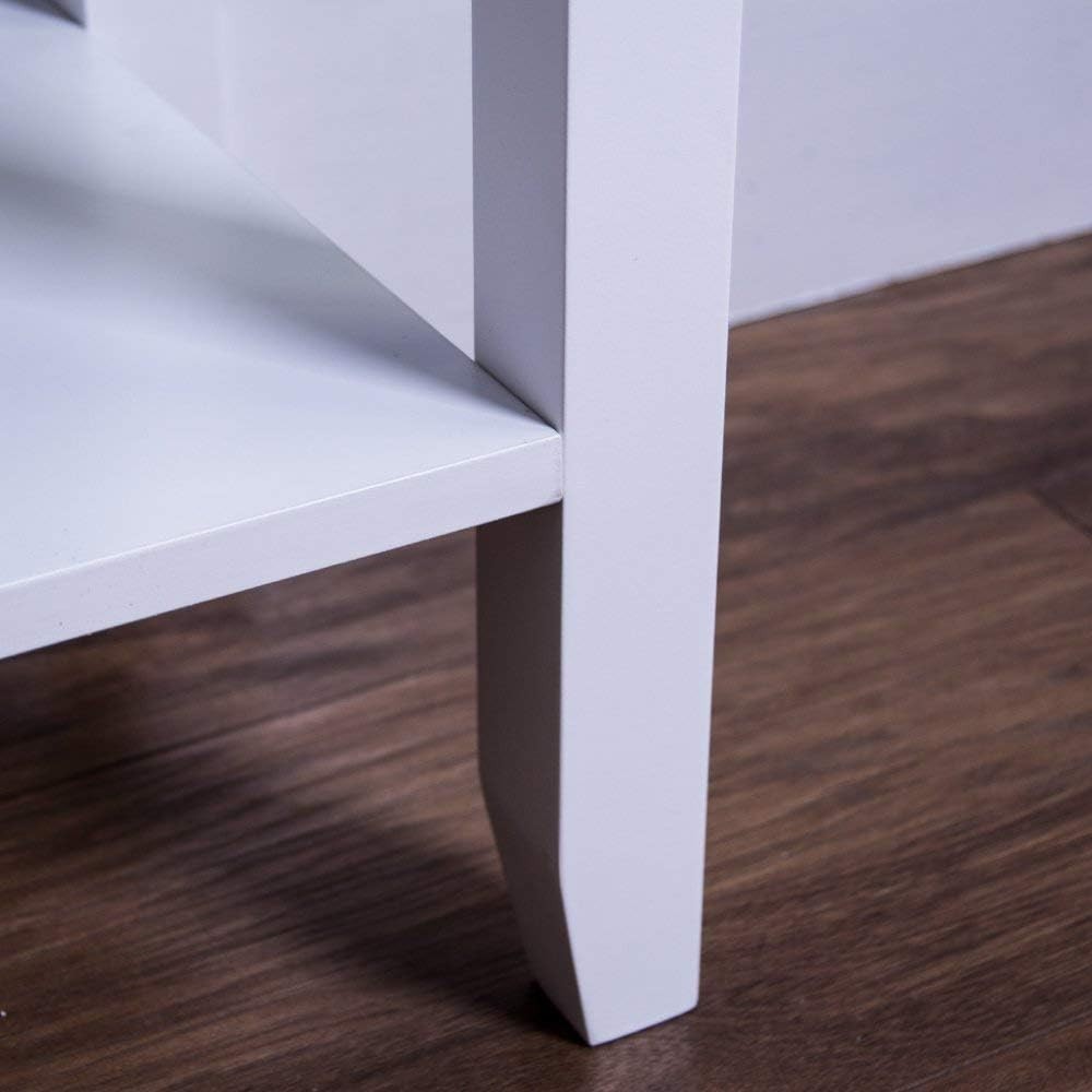 White Console Table with 2 Drawers & Undershelf – Sturdy Hallway Storage